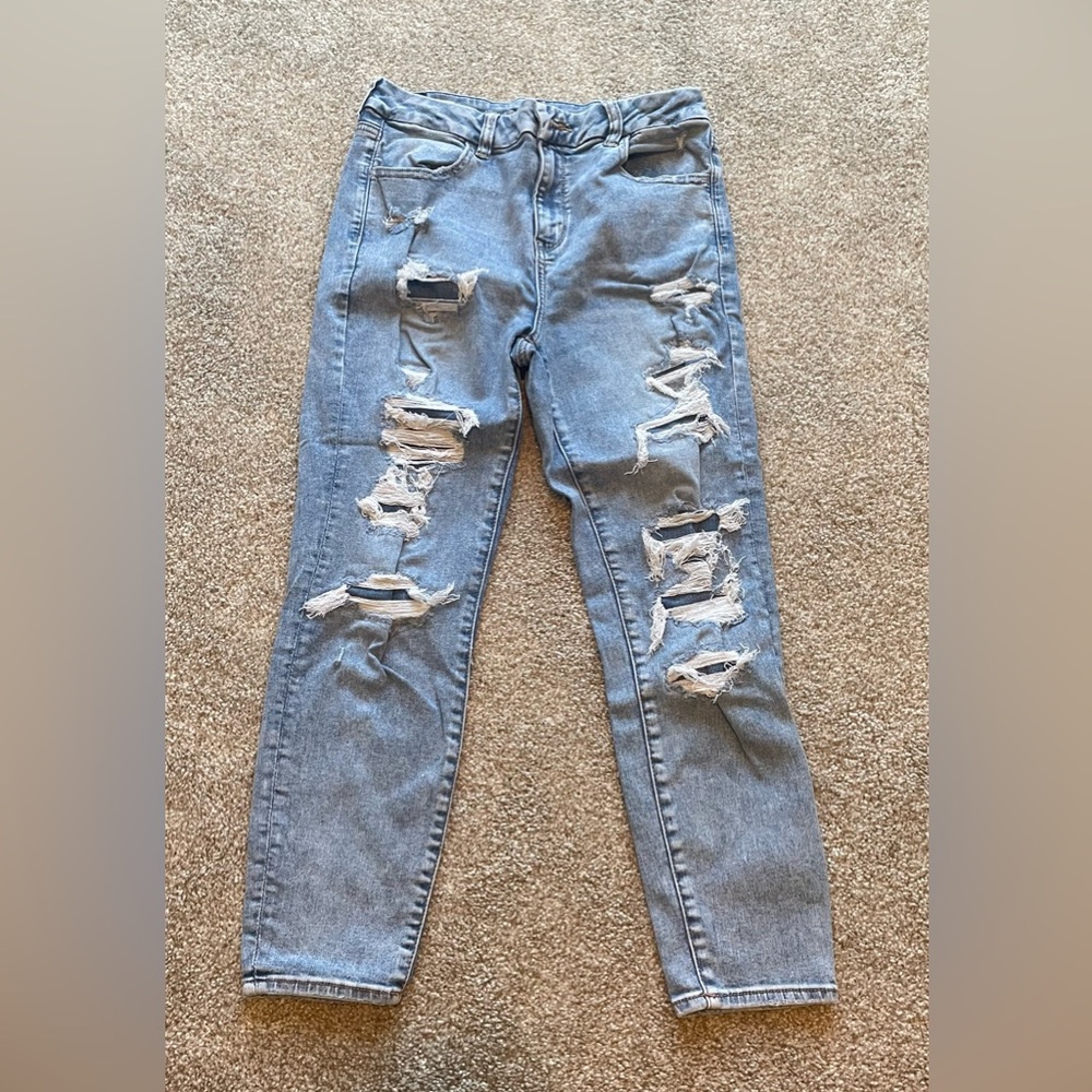 American Eagle Outfitters Sky Blue Ripped Skinny Jeans